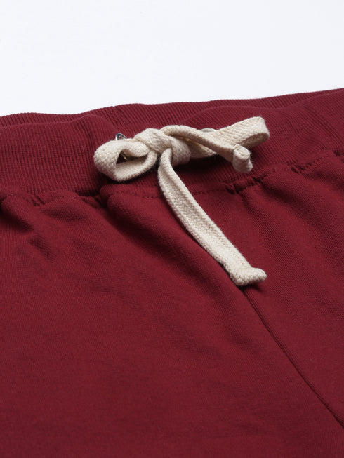 Grey & Maroon Solid Lounge Set